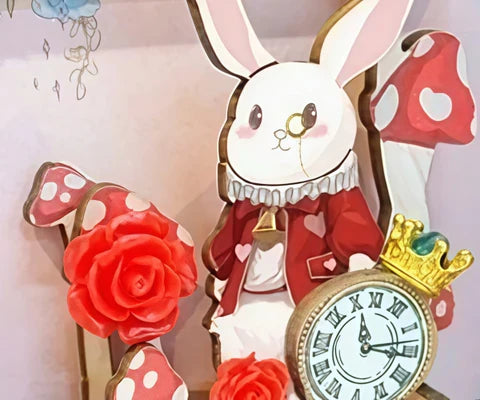 Conejo blanco con reloj