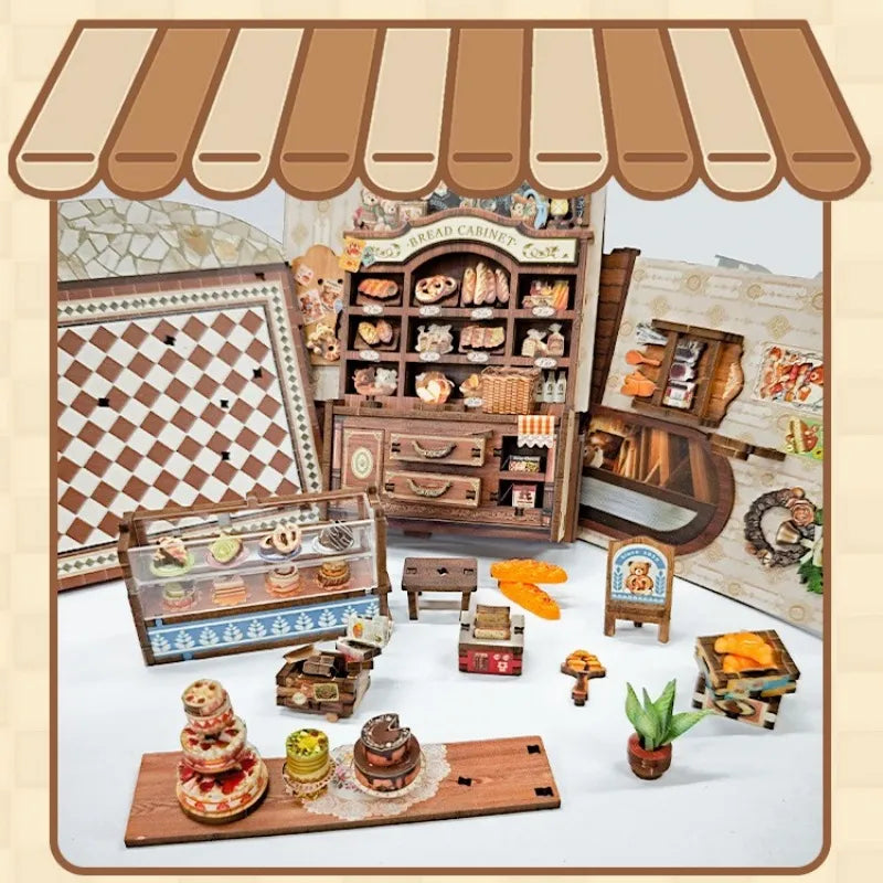 Bear Bakery - Book Nook en miniatura