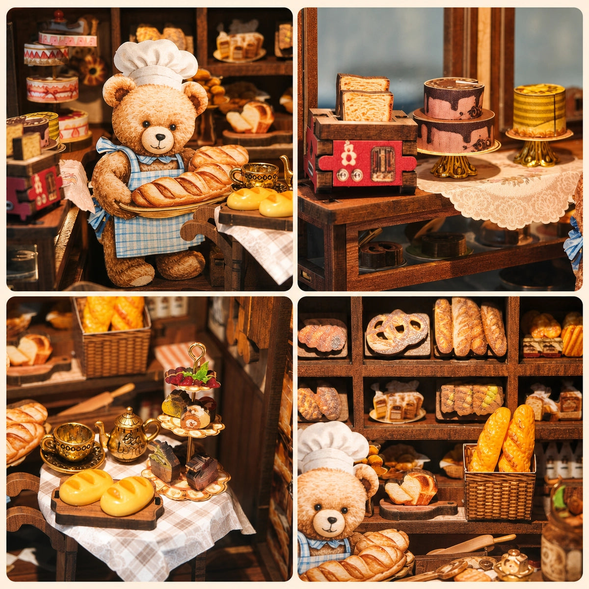 Bear Bakery - Book Nook en miniatura