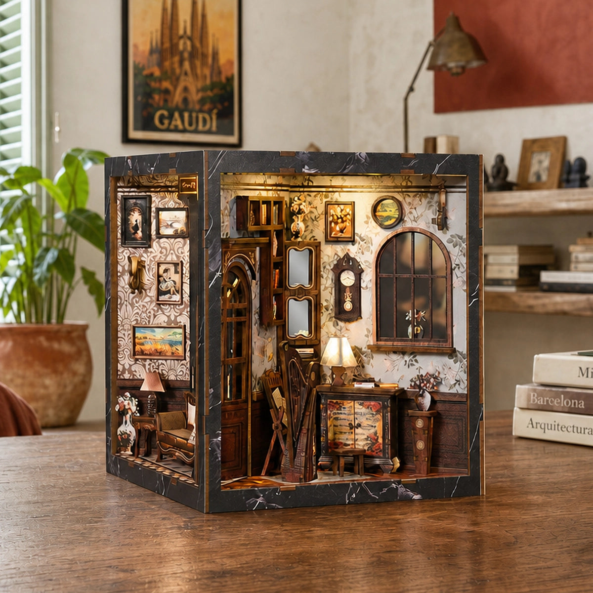 European Melody Box - Book Nook en miniatura