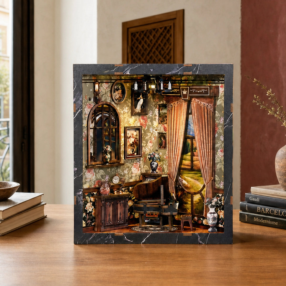 European Melody Box - Book Nook en miniatura