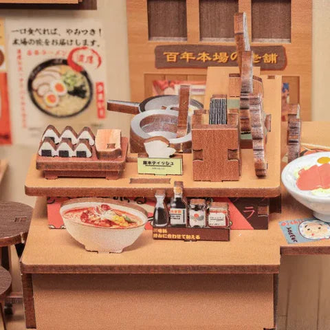 Mostrador con cuenco de ramen