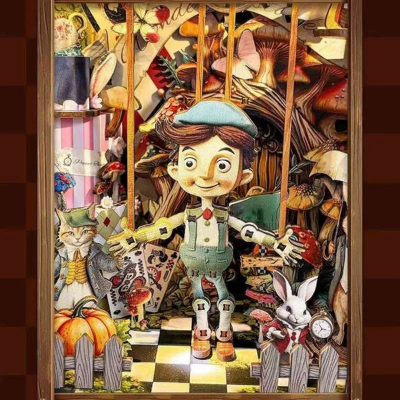 Puppet’s Adventure - Book Nook en miniatura