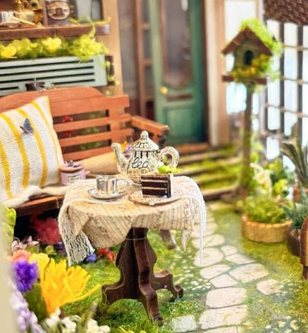 Mesa de té en el jardín
