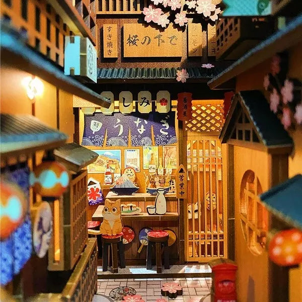 Tienda japonesa iluminada