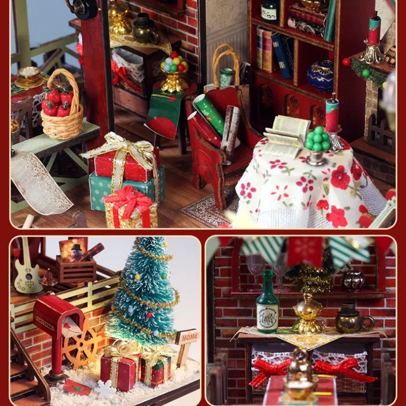 Warm Christmas Lodge - House miniature DIY