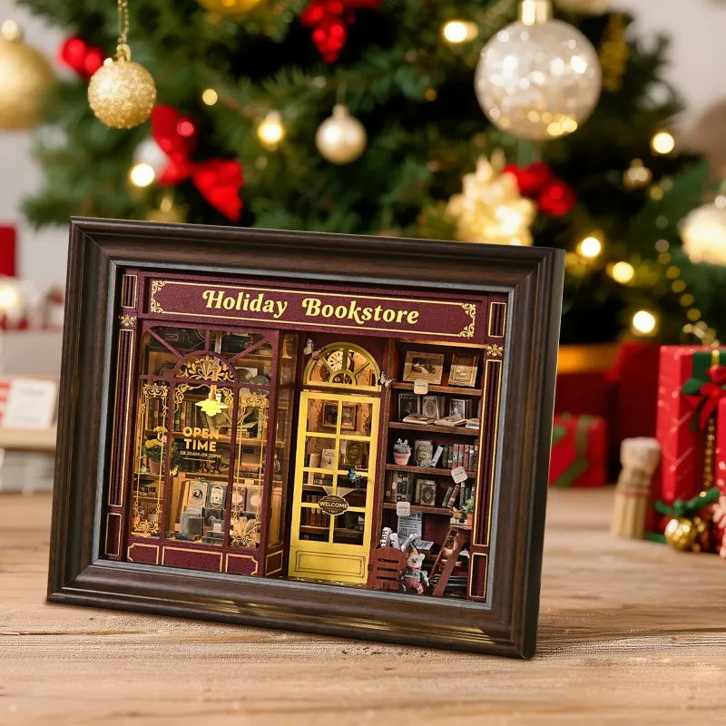 Street Corner Holiday Bookstore - Escena 3D decorativa