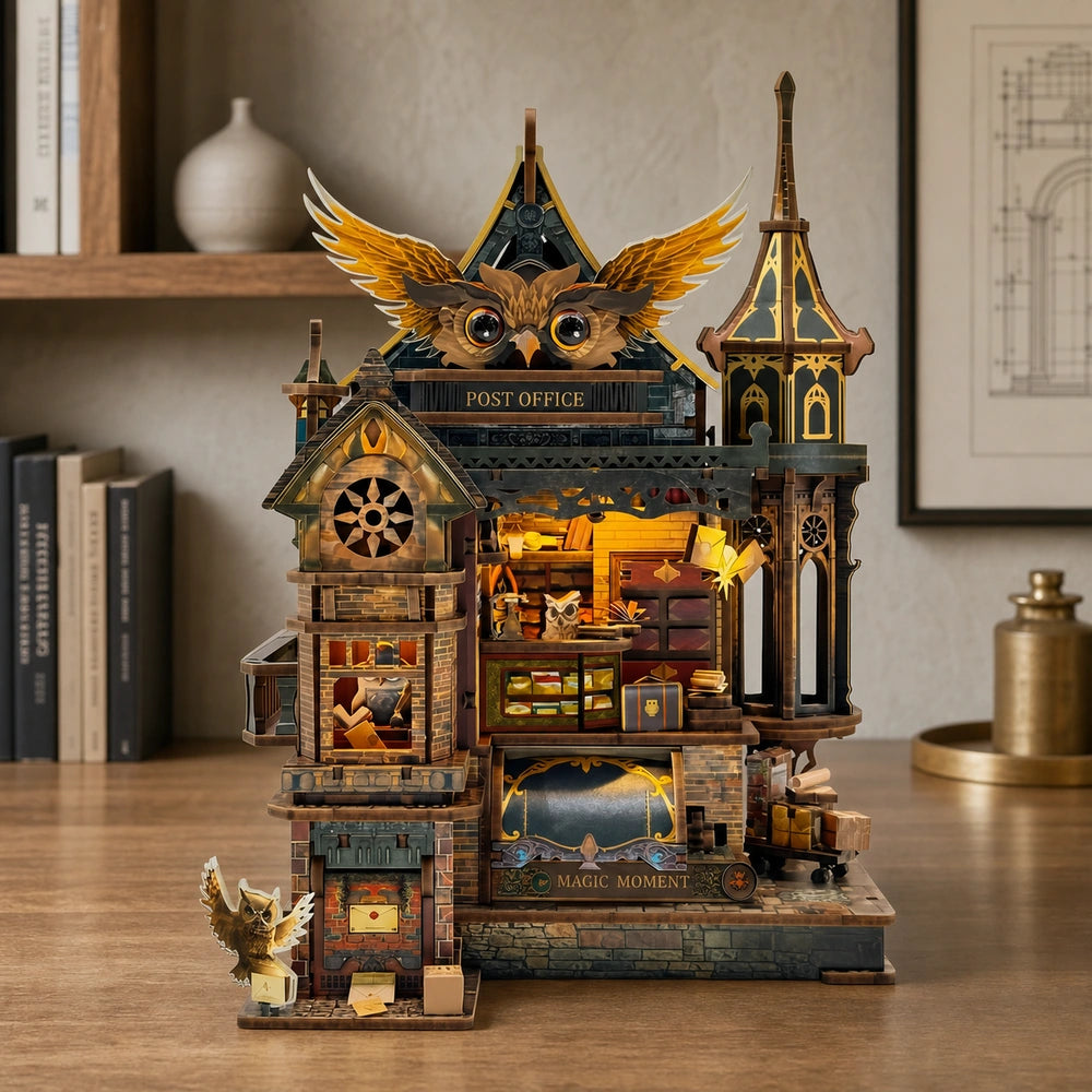 Oficina postal del búho | Casa en miniatura DIY de madera