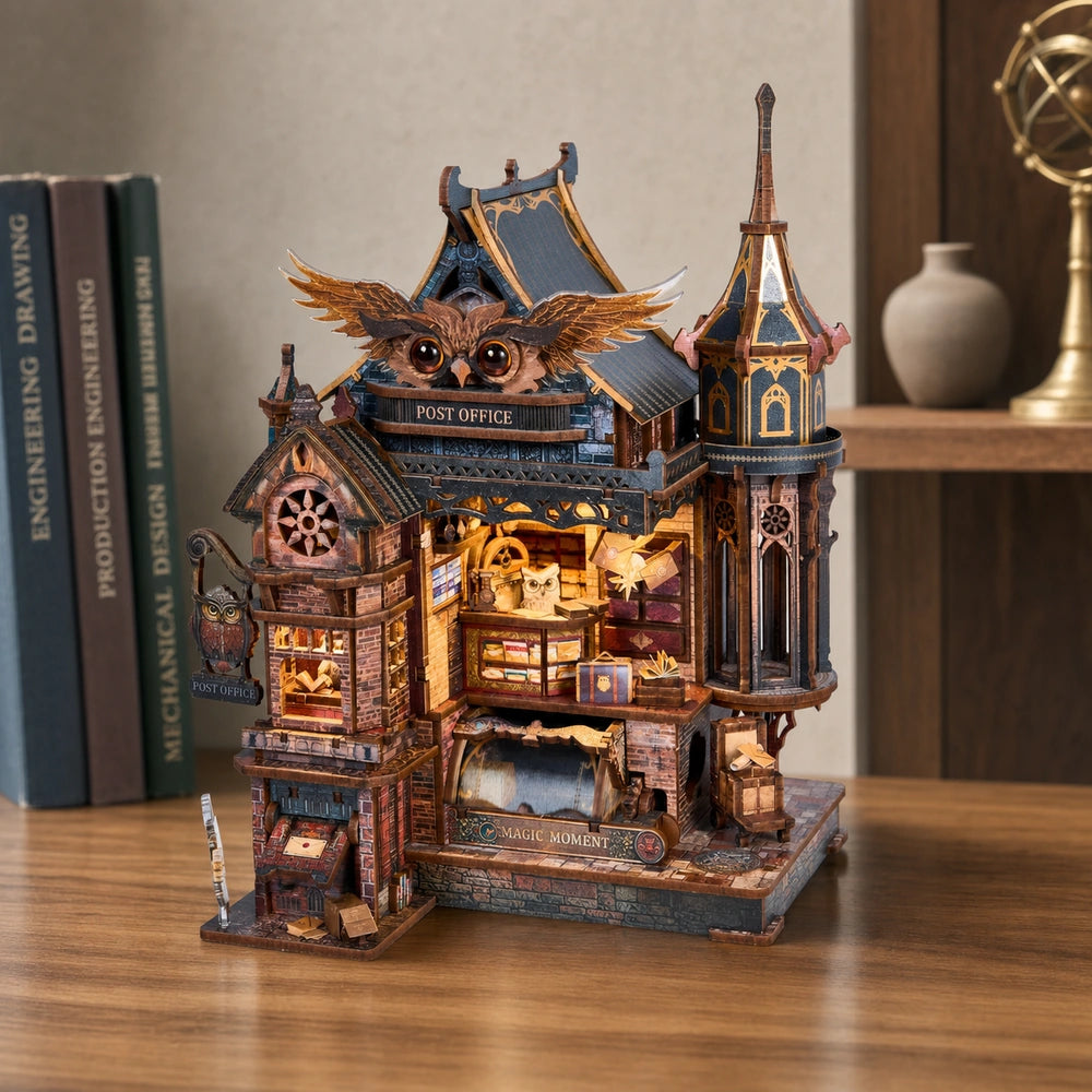 Oficina postal del búho | Casa en miniatura DIY de madera