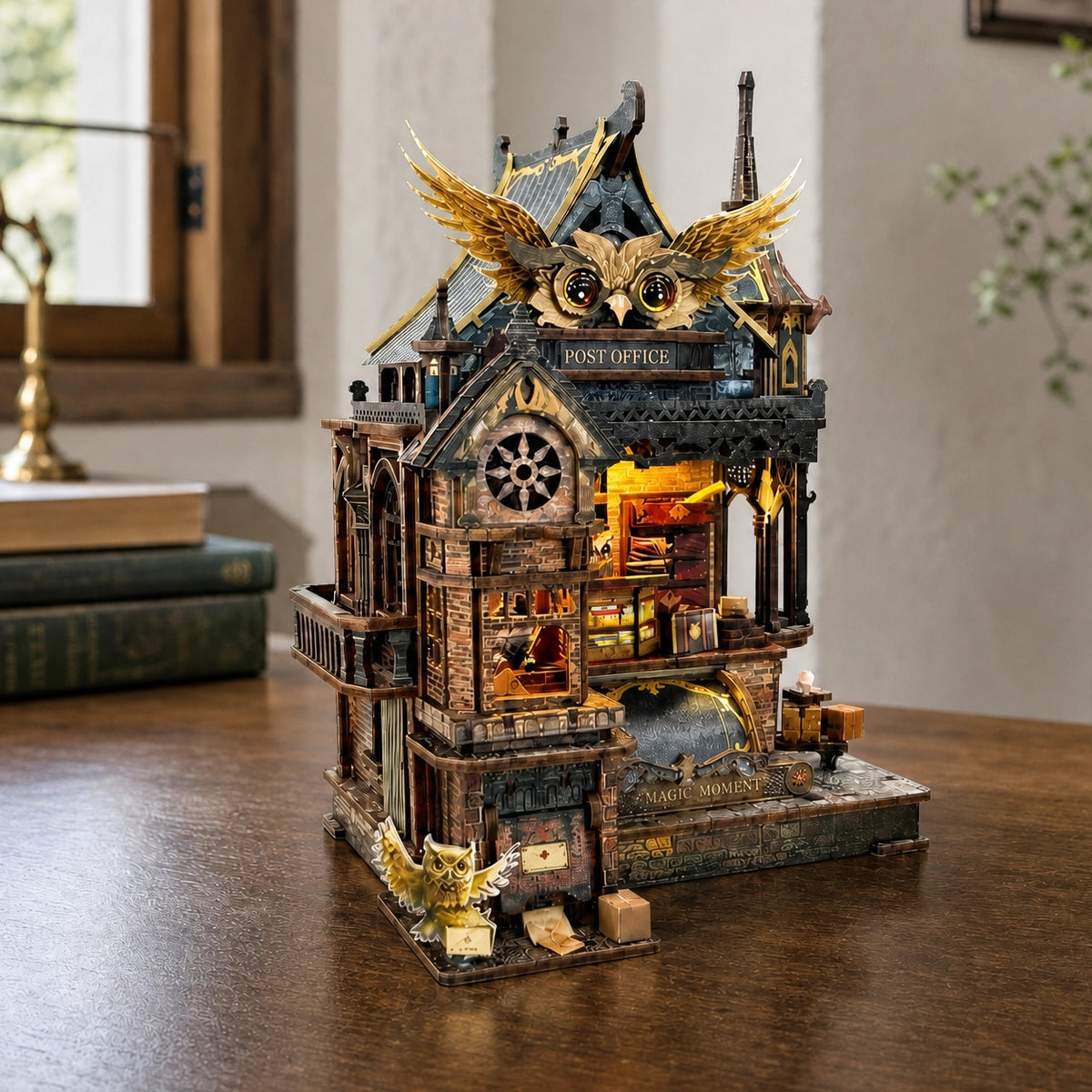 Oficina postal del búho | Casa en miniatura DIY de madera